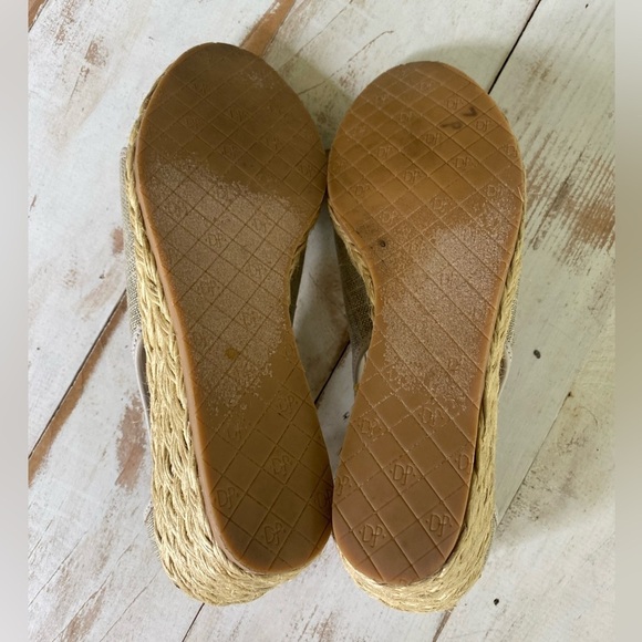 Donald J. Pliner Coraa Linen Espadrille Wedge Sandals sz 6.5 peep toe summer EUC - Picture 9 of 13
